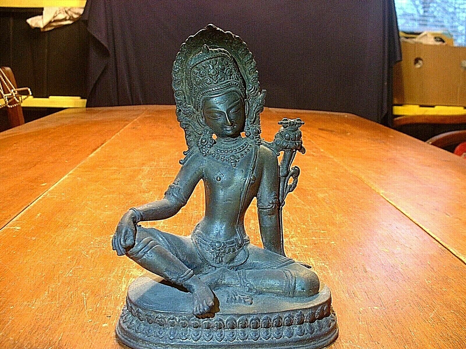 Antique India Bronze Of Goddess In Seated Position