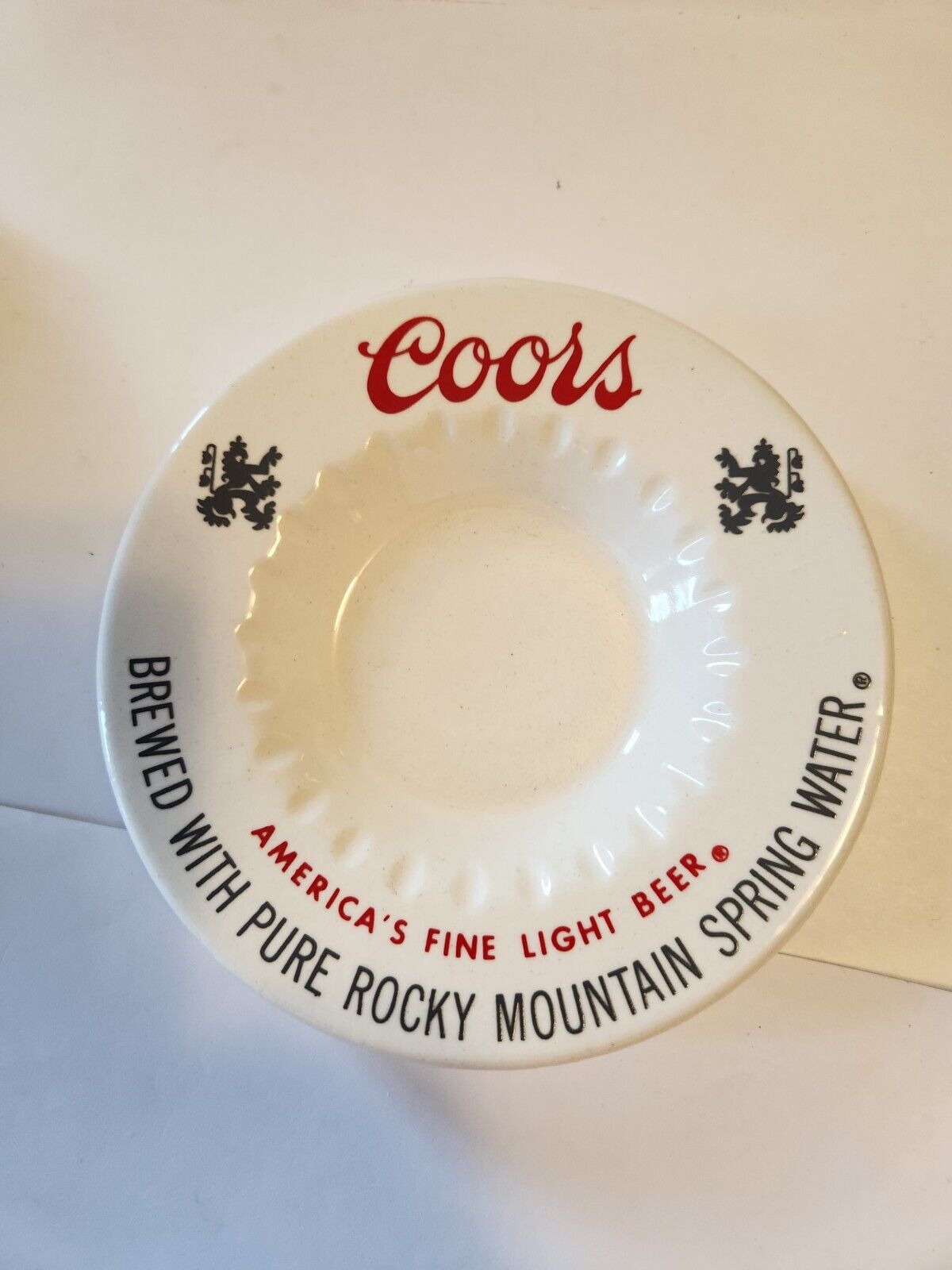 Vintage Coors America\'s Fine Light Beer Ceramic Ashtray / Coin Dish Pre-owned