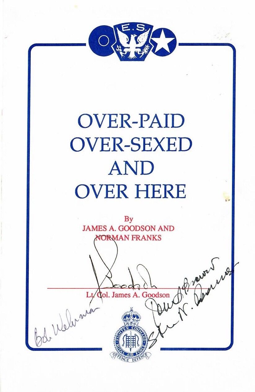 WWII RAF Ace James Goodson Signed Bookplate w/Goodson Wehrman Pisanos Brown