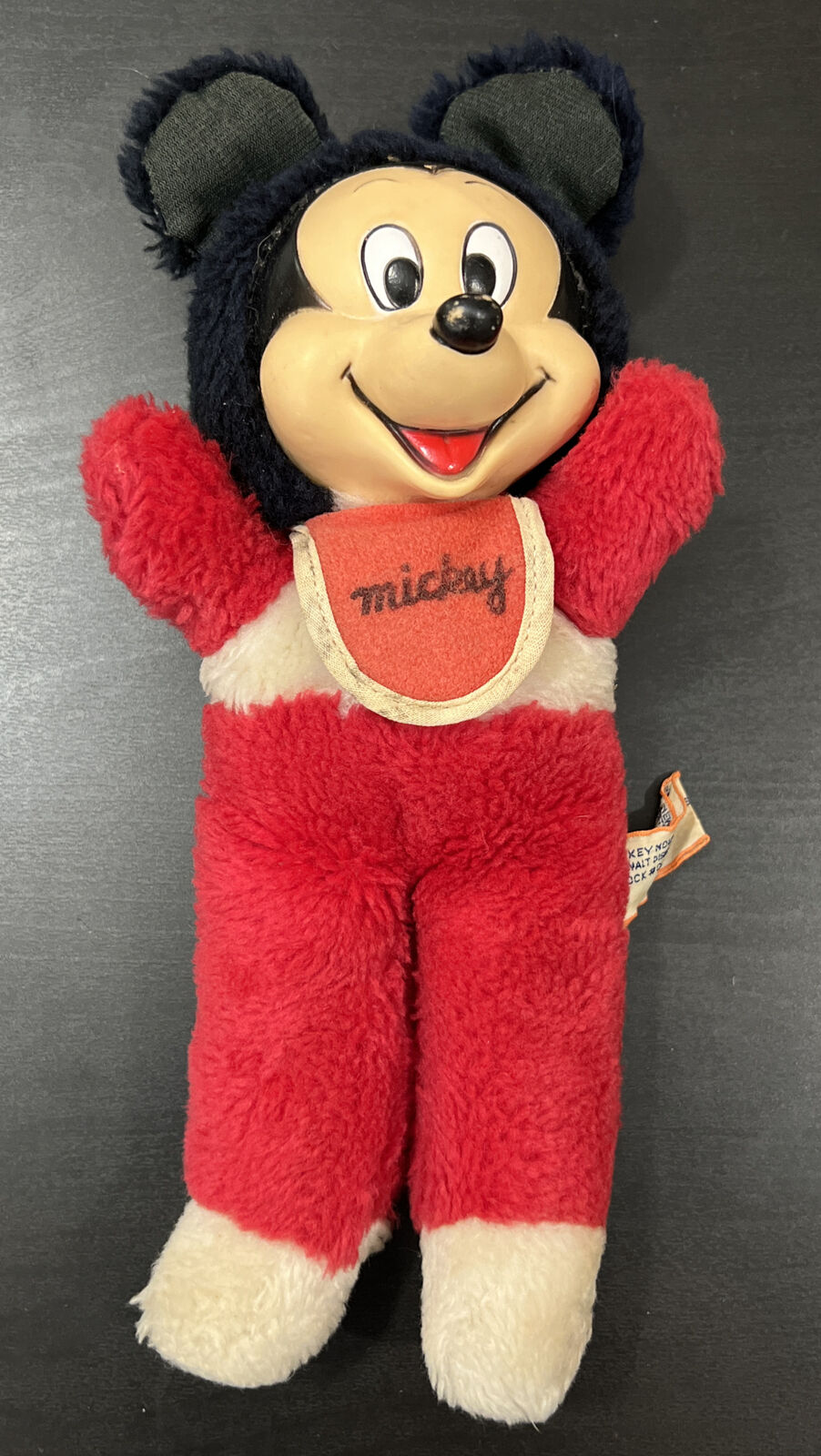 Vintage Walt Disney Productions Mickey Mouse Rubber Face Plush Doll 0223-0997