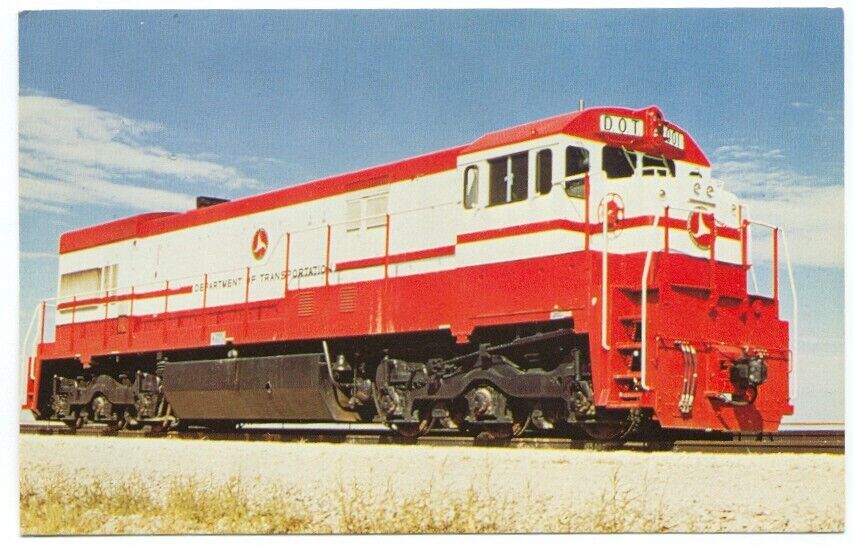 D.O.T. Test Track U30c Number 001 Train Engine Locomotive Postcard