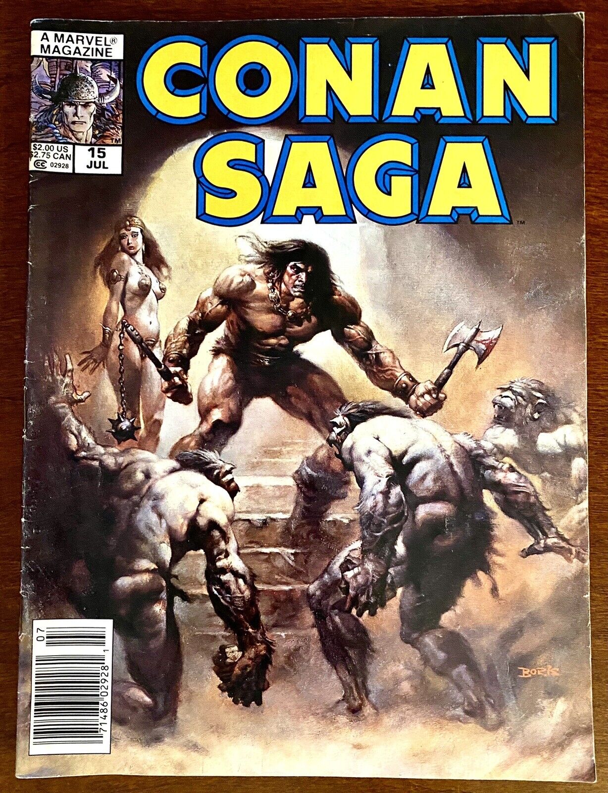 CONAN SAGA #15 Marvel Magazine, Jul 1988 Boris Vellejo Cover Grade 6.0