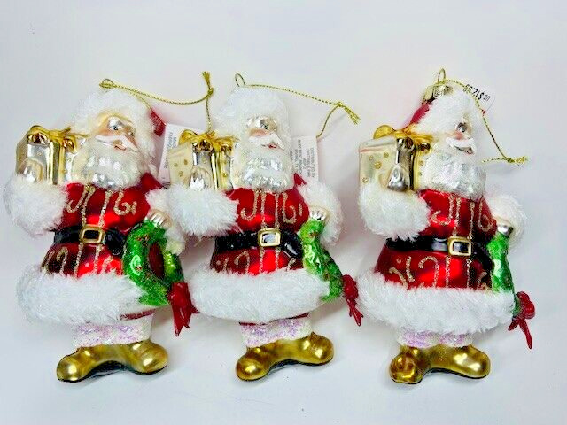Lot of 3 Ashland Santa Claus Glass Ornament With tags