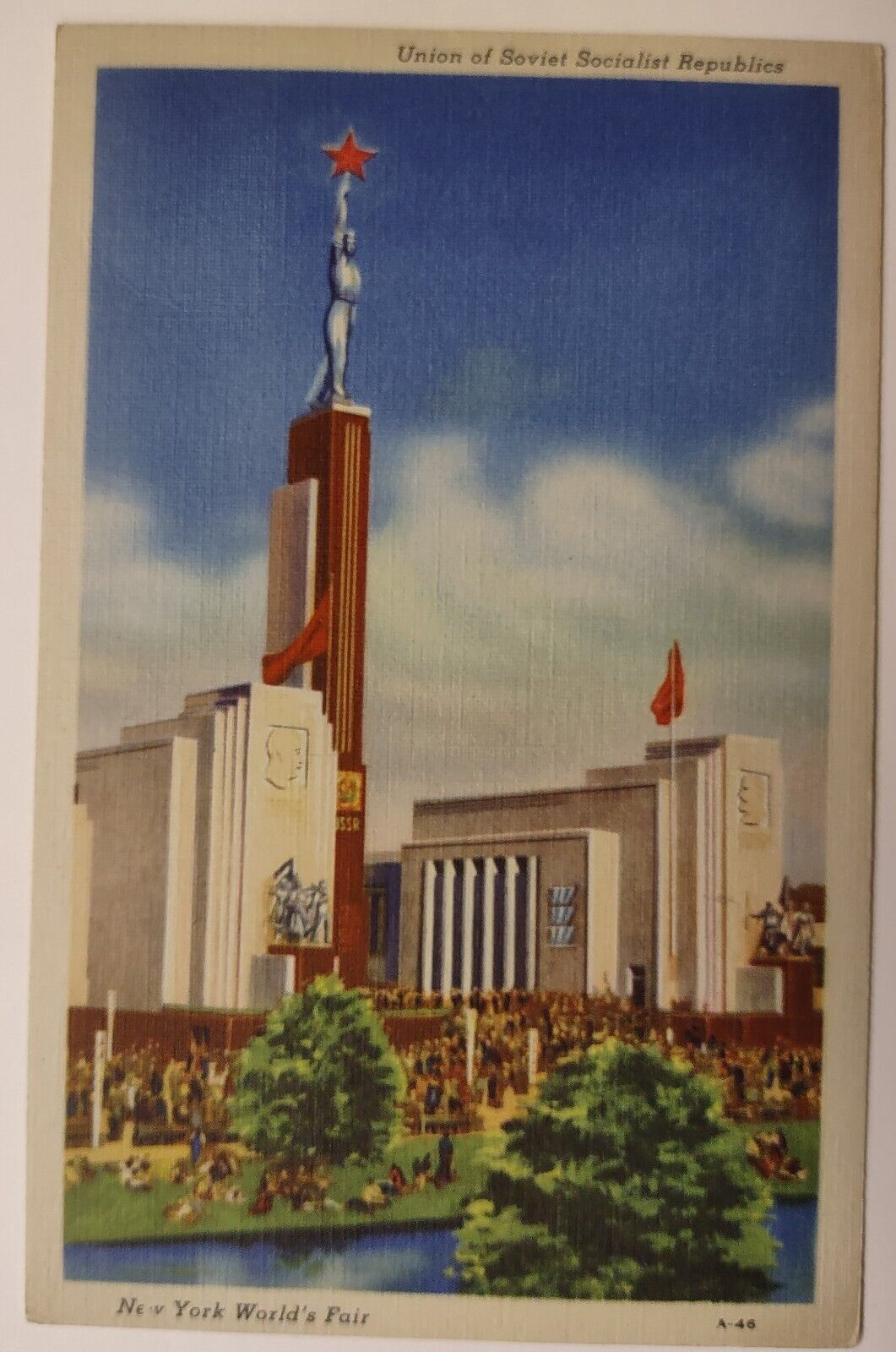 Vintage New York Worlds Fair 1939 Linen Postcard Soviet Socialist Republic
