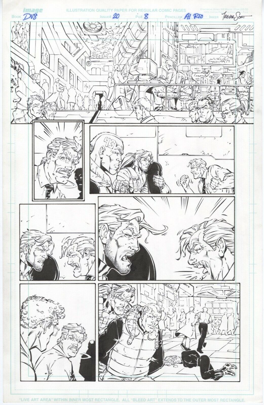 DV8 #20 page 8, Original Comic Art by Al Rio, Image Comics, 1998, Dirge, Frostbi