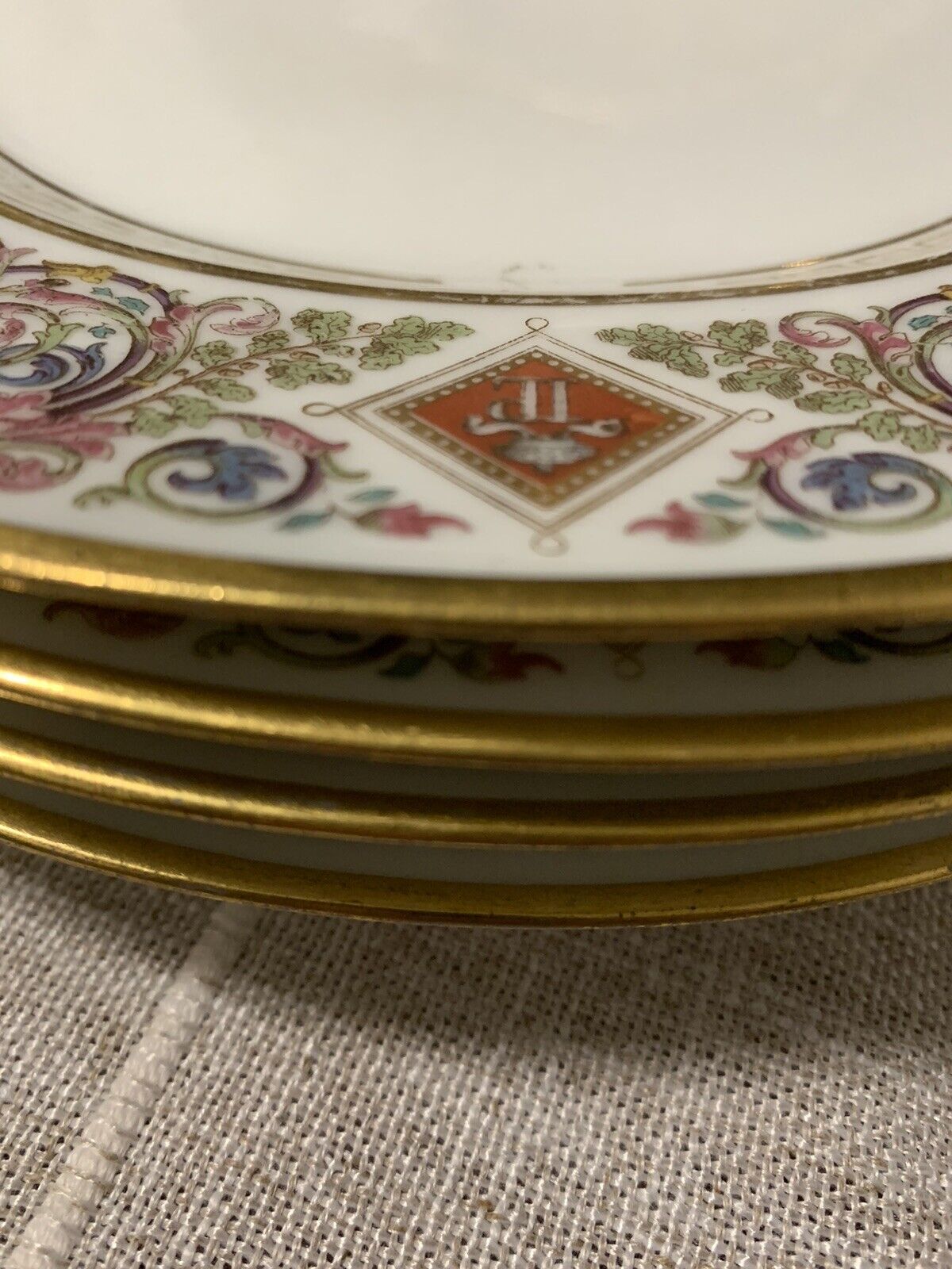 King Louis Philippe\'s Chateau de F.Bleau Sevres Antique Plate (4 Available)