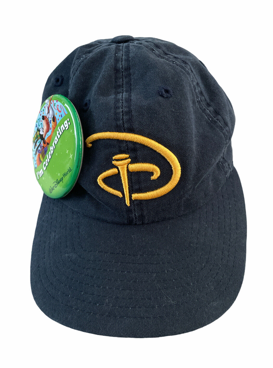 Vtg Walt Disney World Golf American Needle Navy Adjustable Baseball Hat w/ Pin