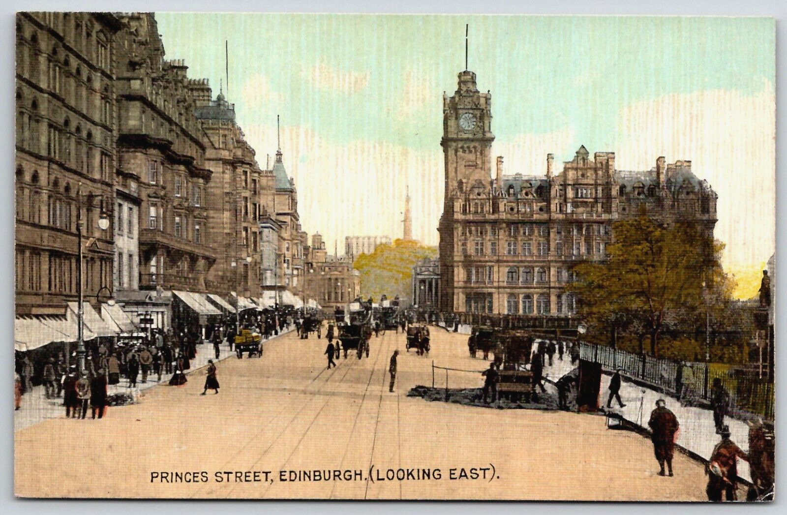 Antique Postcard - Princes Street looking east - Edinburgh - Scotland