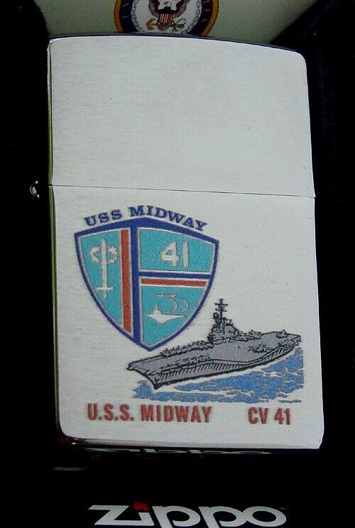 USS Midway (CV-41) Aircraft Carrier Zippo MIB Brushed Chrome