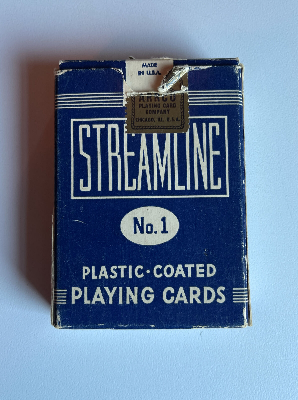 Vintage Streamline Playing Cards No.1 Plastic Coated - Blue Pack 