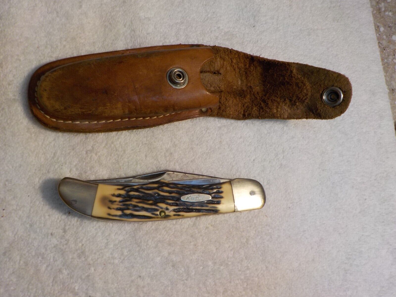 Vintage Kabar Ka-Bar 1184 Big Folding Hunter Knife with Sheath
