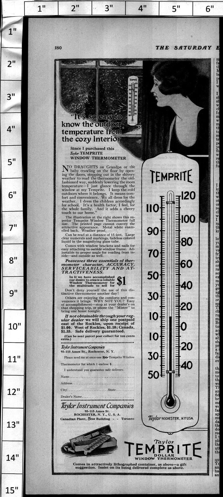 1924 Taylor Temprite Thermometer Vintage Print Ad 4003