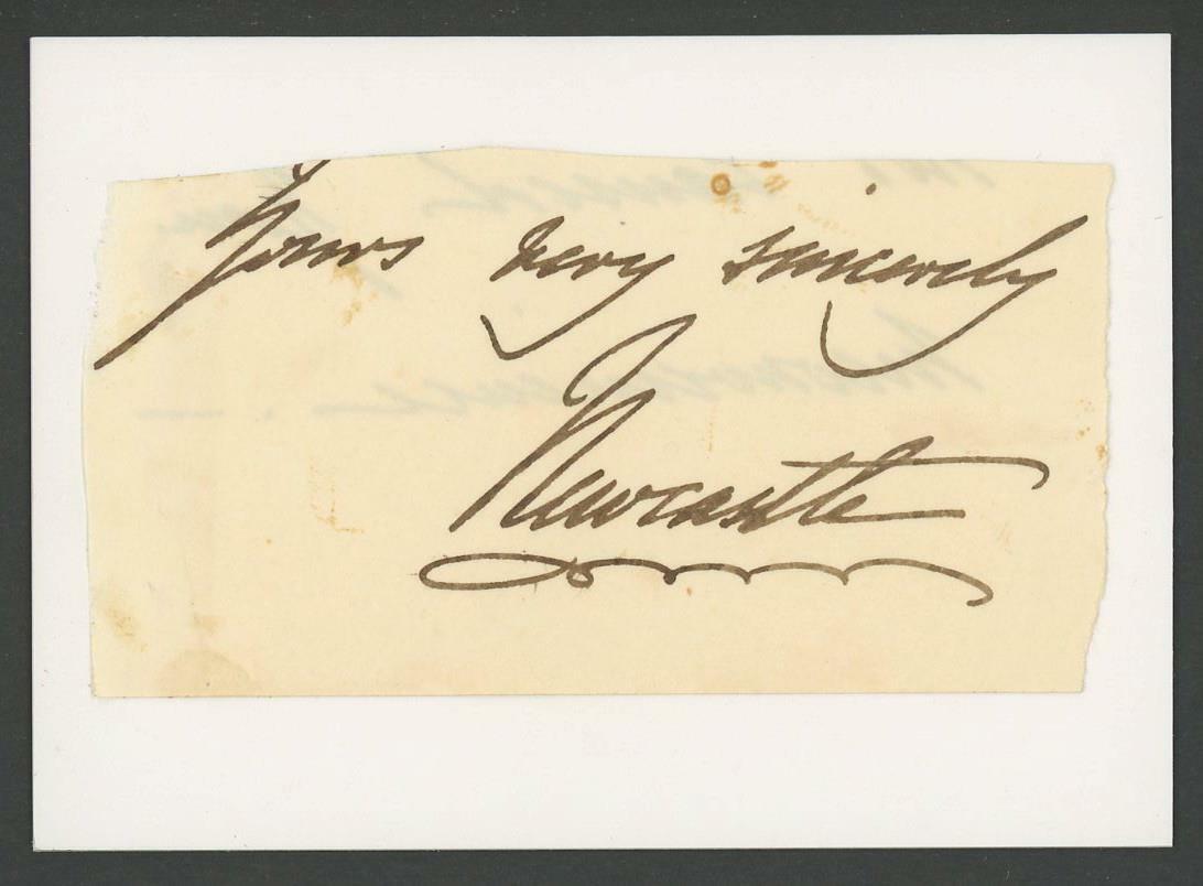 DUKE of NEWCASTLE | Henry Pelham-Clinton autograph cut | 1850\'s era signed