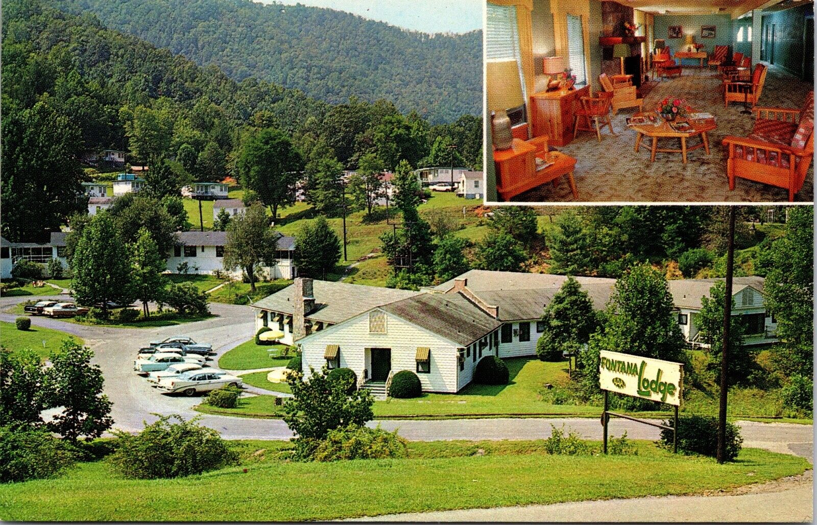 VTG Fontana Dam Lodge Village Resort Hotel North Carolina Chrome Postcard 8I
