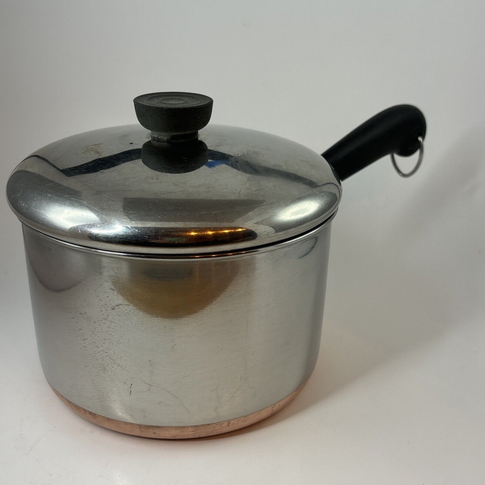 Vintage Revere Ware 3 Qt Sauce Pan Pot with Lid Copper Bottom Riverside CA