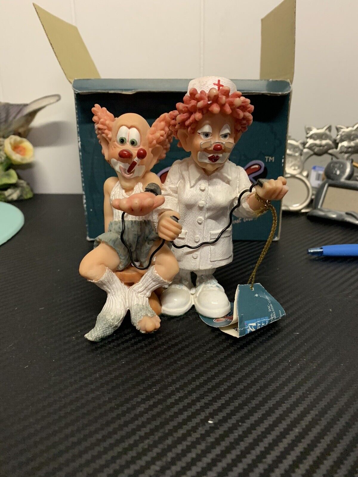 Vintage 1997 Slapstix by Cast Art Nurse W/ Clown Figurine W/box