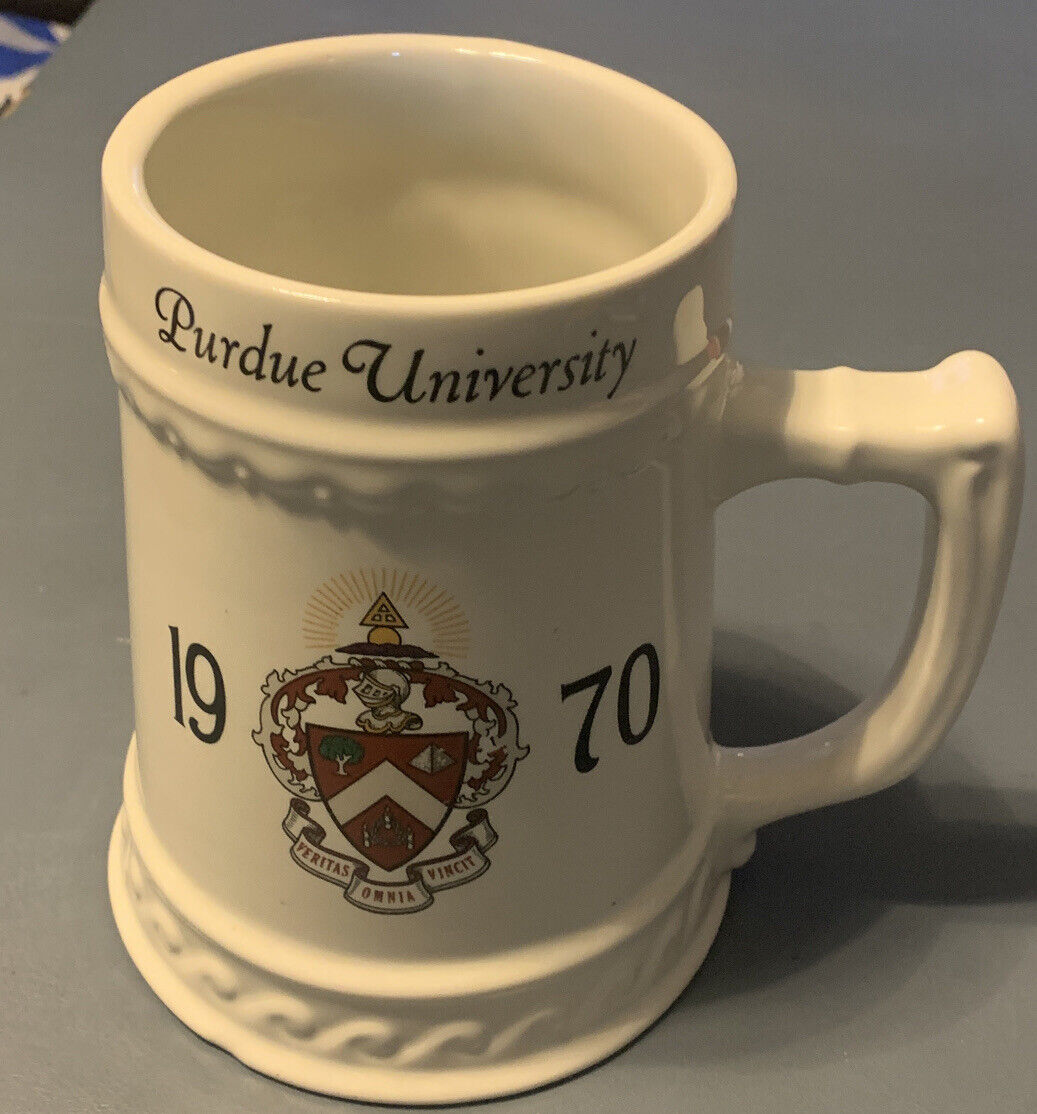 Vintage 1970 Purdue University Fraternity Ceramic Beer Stein Name and Signatures