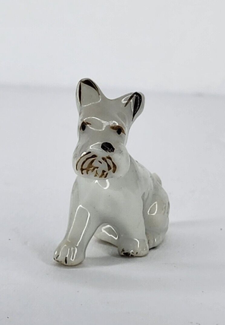 Vintage Miniature White Terrier Dog Porcelain Figurine Marked “Japan”