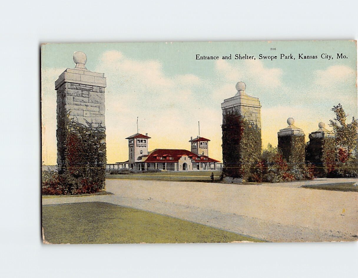 Postcard Entrance and Shelter Swope Park Kansas City Missouri USA