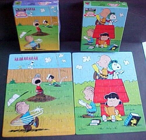Vintage Peanuts Charlie Brown Baseball & Snoopy Ace Complete 100 Piece Puzzle