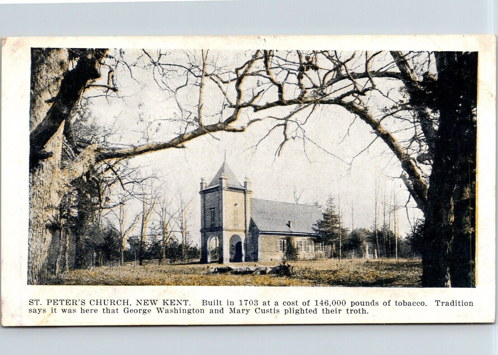 St Peters Church New Kent WB Postcard VTG Vintage UNP Unposted Unused