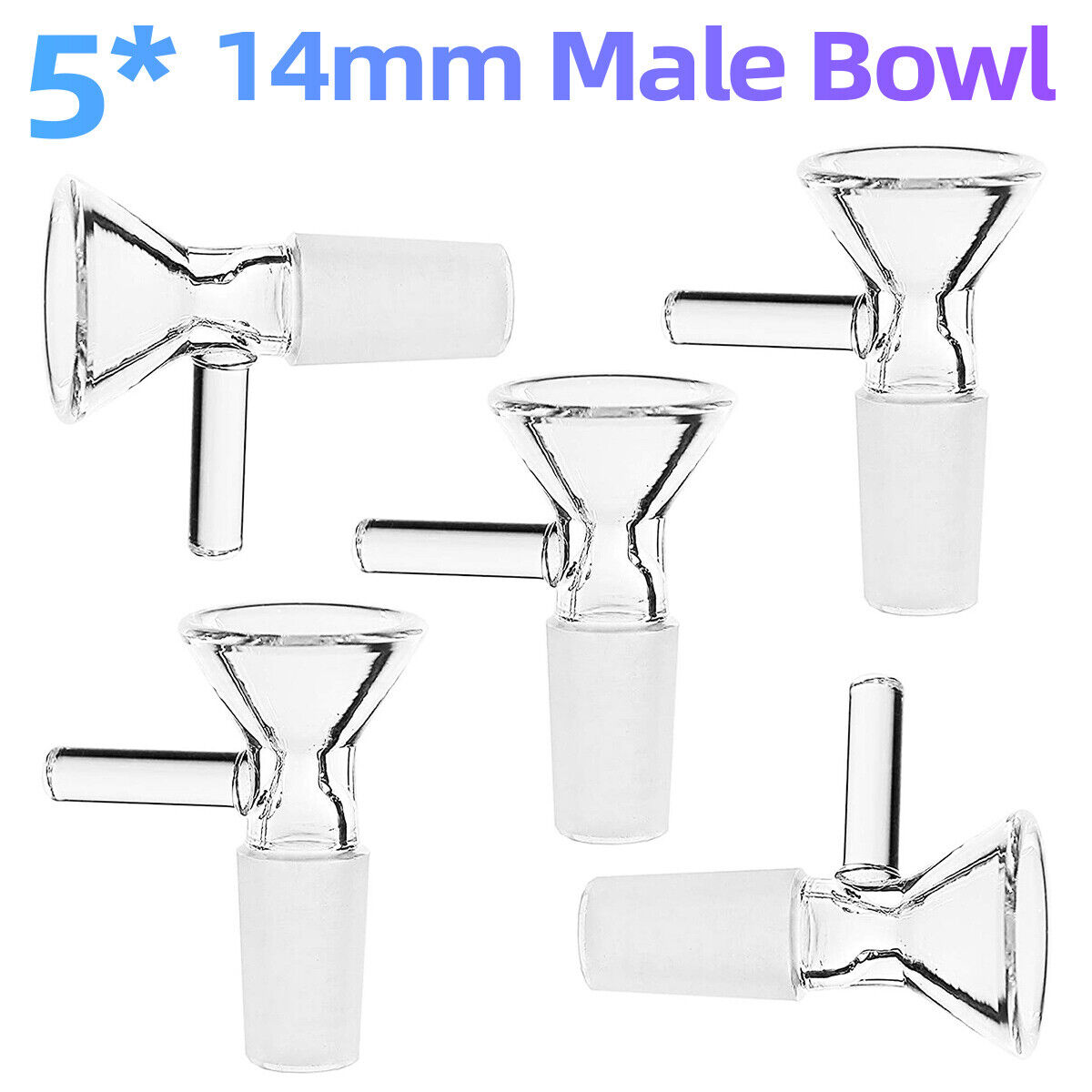 5pc 14MM Male Glass Bowl For Water Pipe Hookah Bong Replacement Head US Shipping