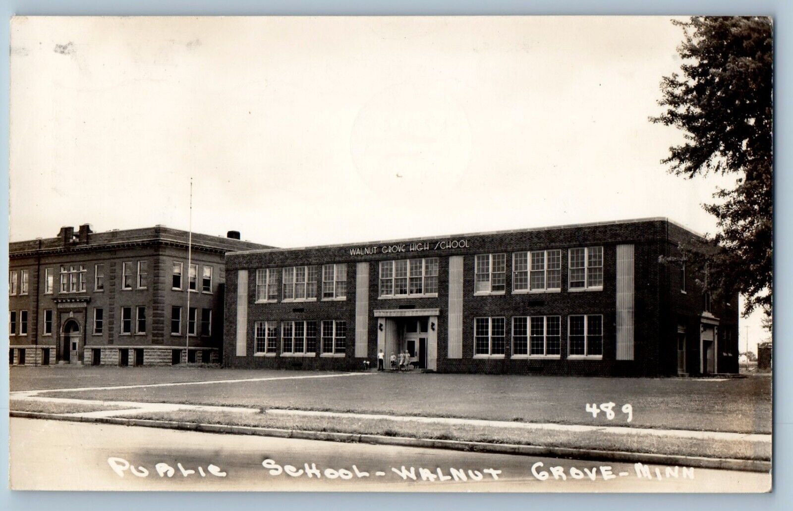 Walnut Grove Minnesota MN Postcard RPPC Photo Public School Building 1950 Posted