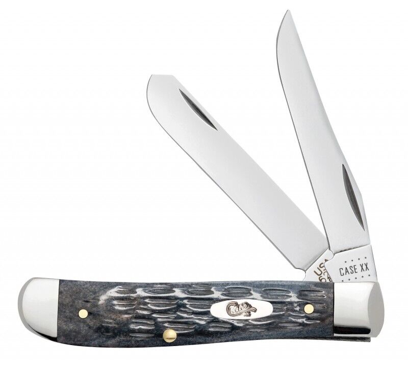 Case xx Knife Mini Trapper Pocket Knives Worn Jigged Gray Bone CS Steel 58414