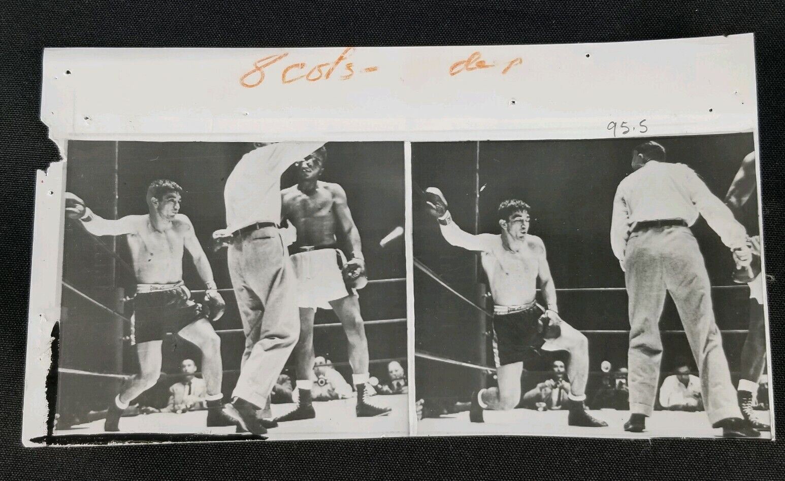 VTG 1958 Press Photo Roy Harris Floyd Patterson Boxing Match Knockdown Near Fall