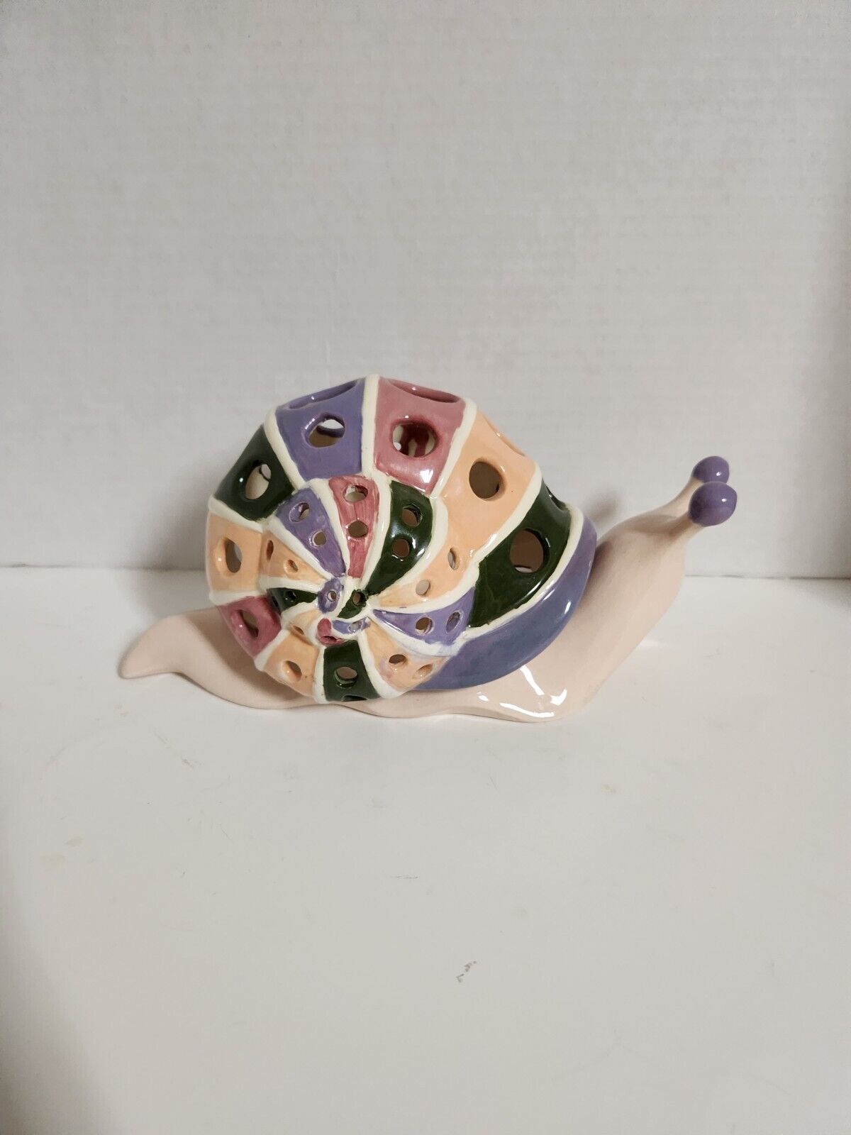 Ceramic Snail Figurine Two Toned Multi Color 2 Piece Used