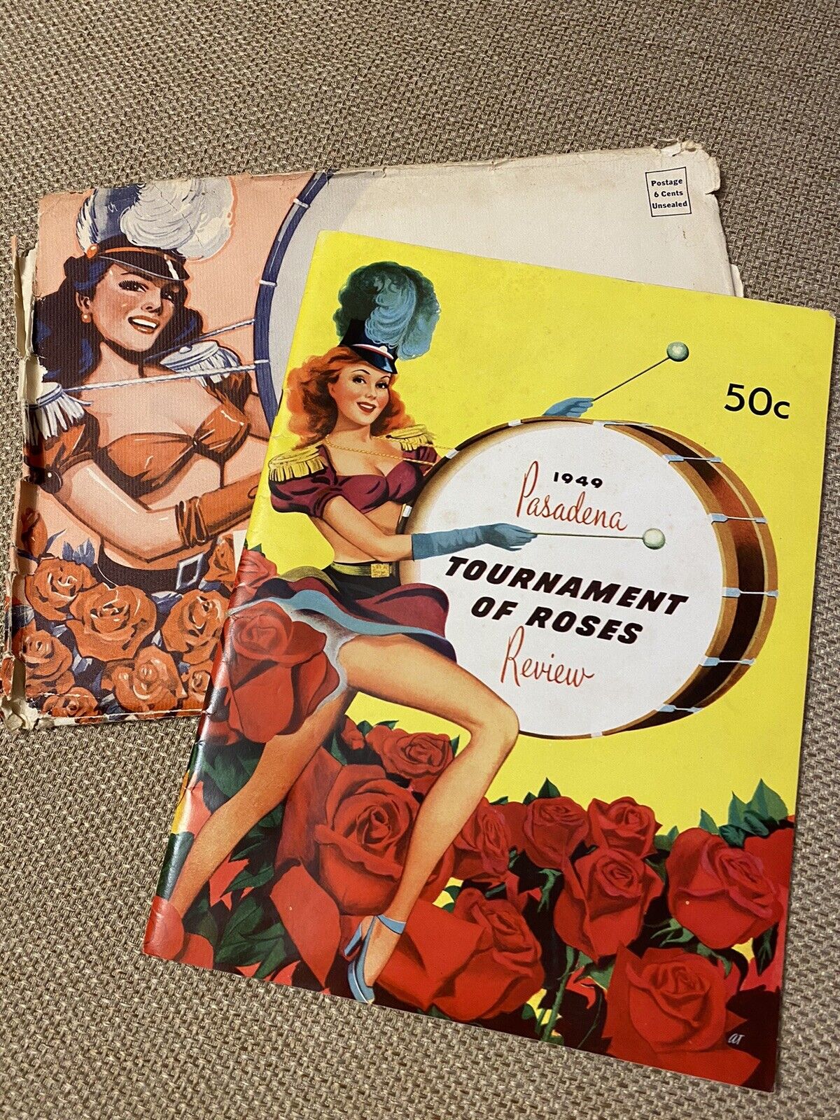 Vintage TOURNAMENT OF ROSES 1949 Program With Mailing Envelope PASADENA