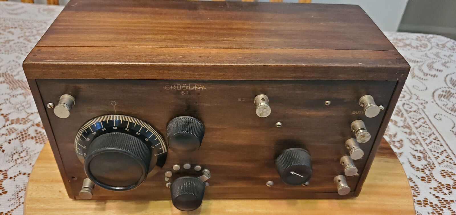 ULTRA RARE EARLY 1924 WOOD PANEL Crosley 51 2-Tube Radio Regenerative Receiver