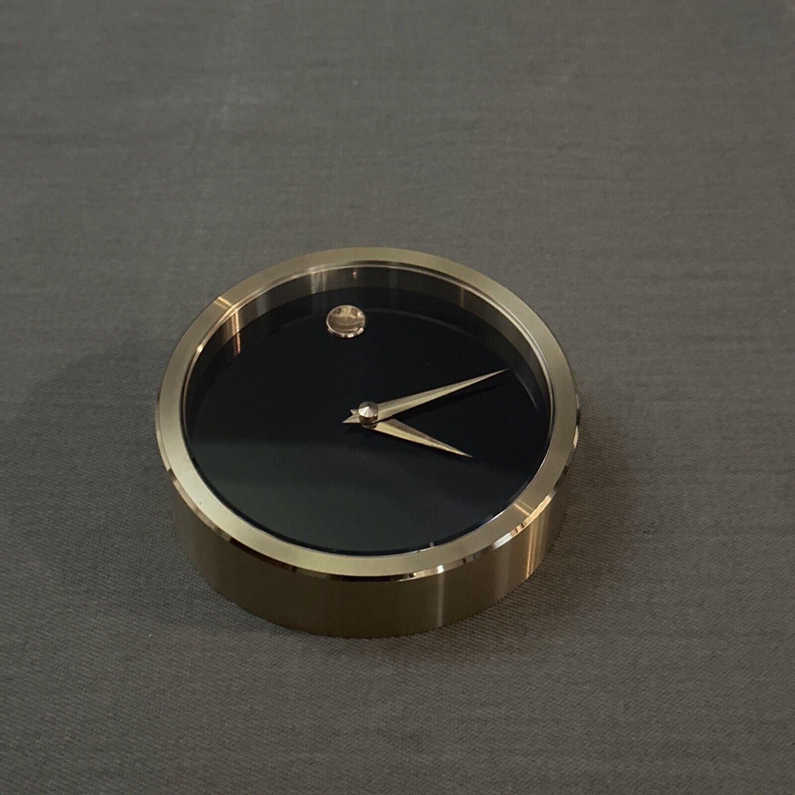 Movado Howard Miller Museum Quartz Angled & Slanted Desk Clock/Brushed Brass