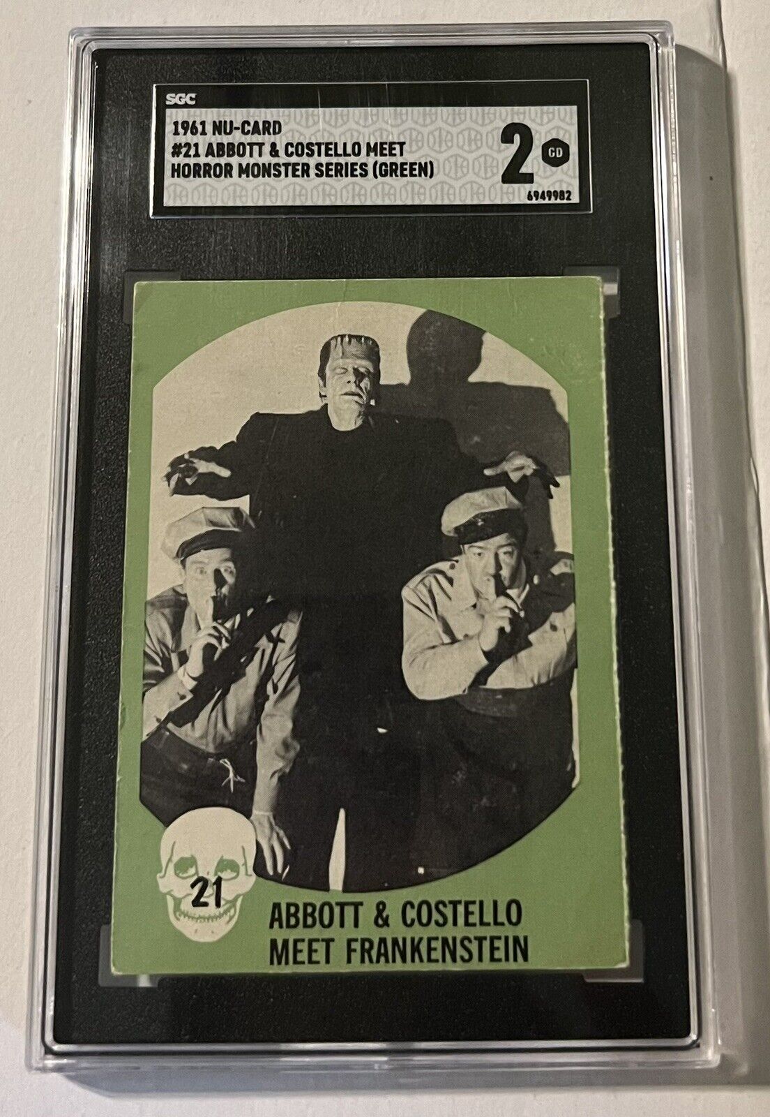 1961 NU-CARD HORROR MONSTER Green #21 Abbott & Costello Meet Frankenstein RARE