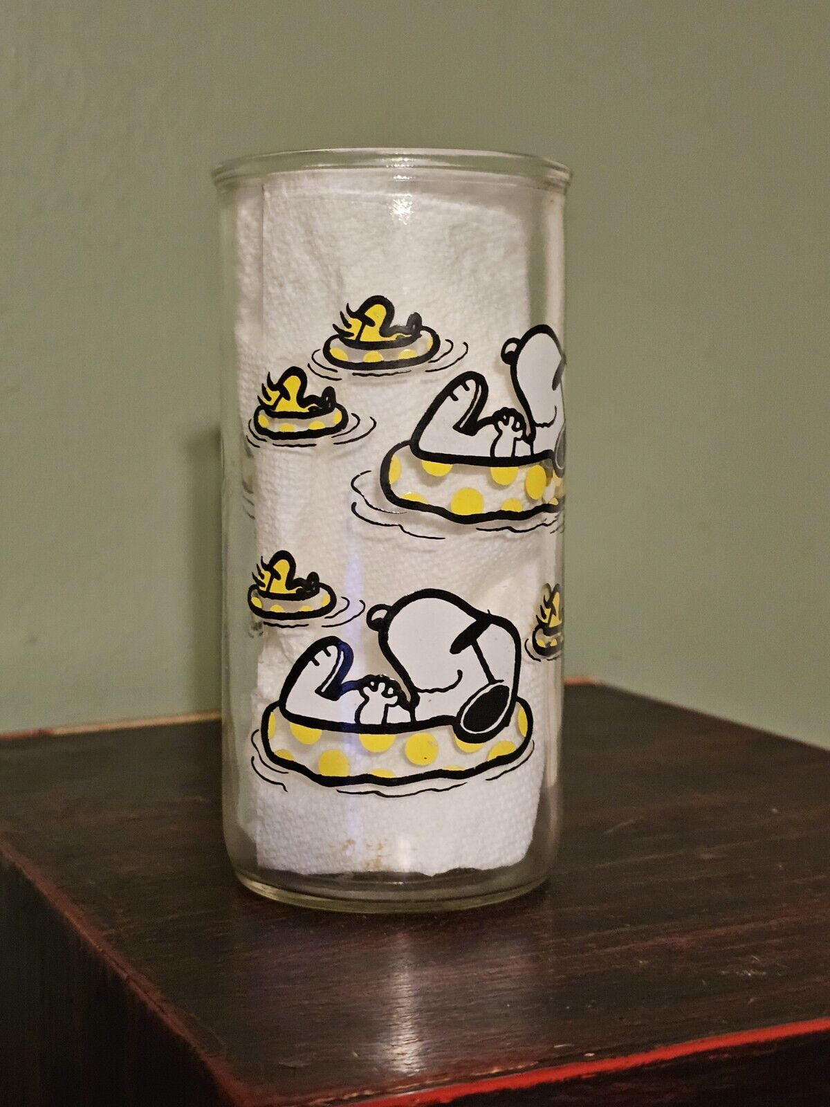 Vintage Promotional Peanuts Drinking Glass Snoopy and Woodstock c 1958, 1965