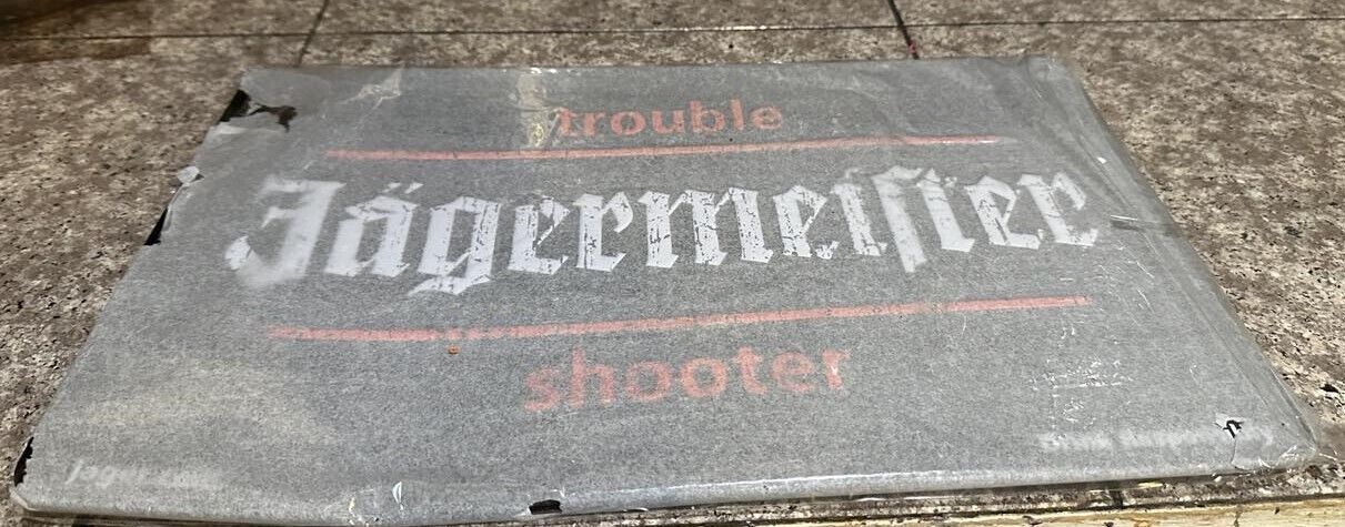 Jägermeister Metal Tin Sign 15” x 10” Jager “Trouble Shooter” Promo Bar Decor