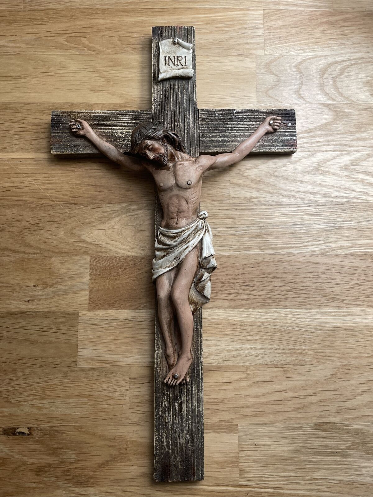 Jesus Nailed On The Cross Christian Hanging Wall Crucifix, INRI 14 Inch