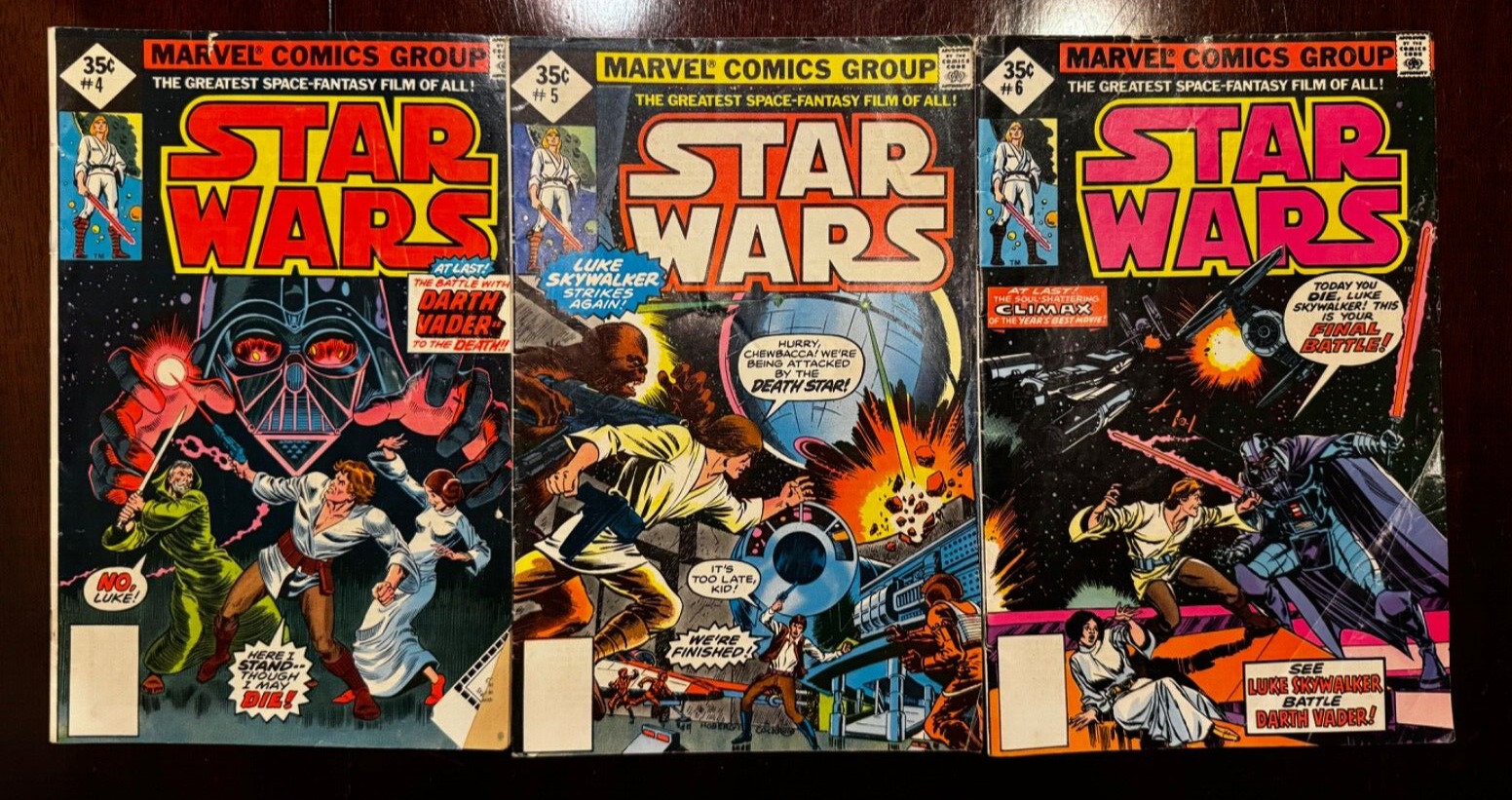 1977 Vintage Star Wars Comic Books lot of 3 - #4, #5, #6 - Marvel Comic Group