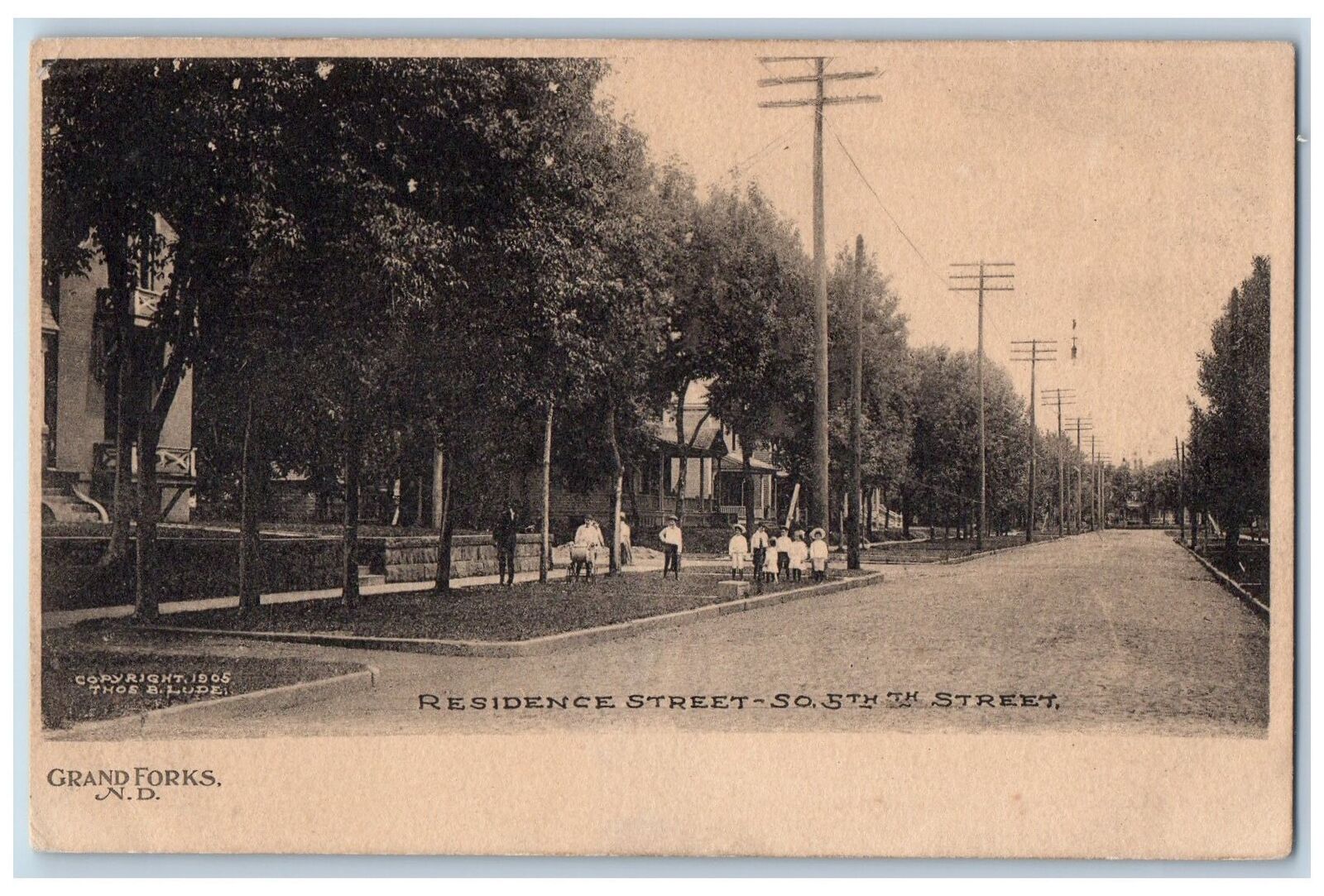 Grand Forks North Dakota ND Postcard Residence Street-So. 5th Street c1905's