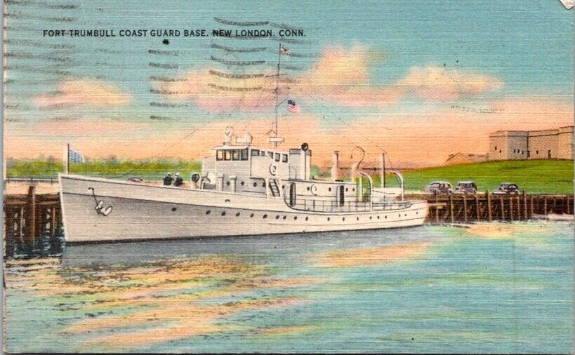 Postcard Fort Trumbell Coast Guard Base New London Connecticut CT 1954      T791