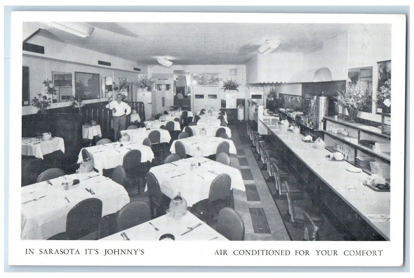 c1950's In Sarasota It's Johnny's Dining Room Aircon Sarasota FL Postcard