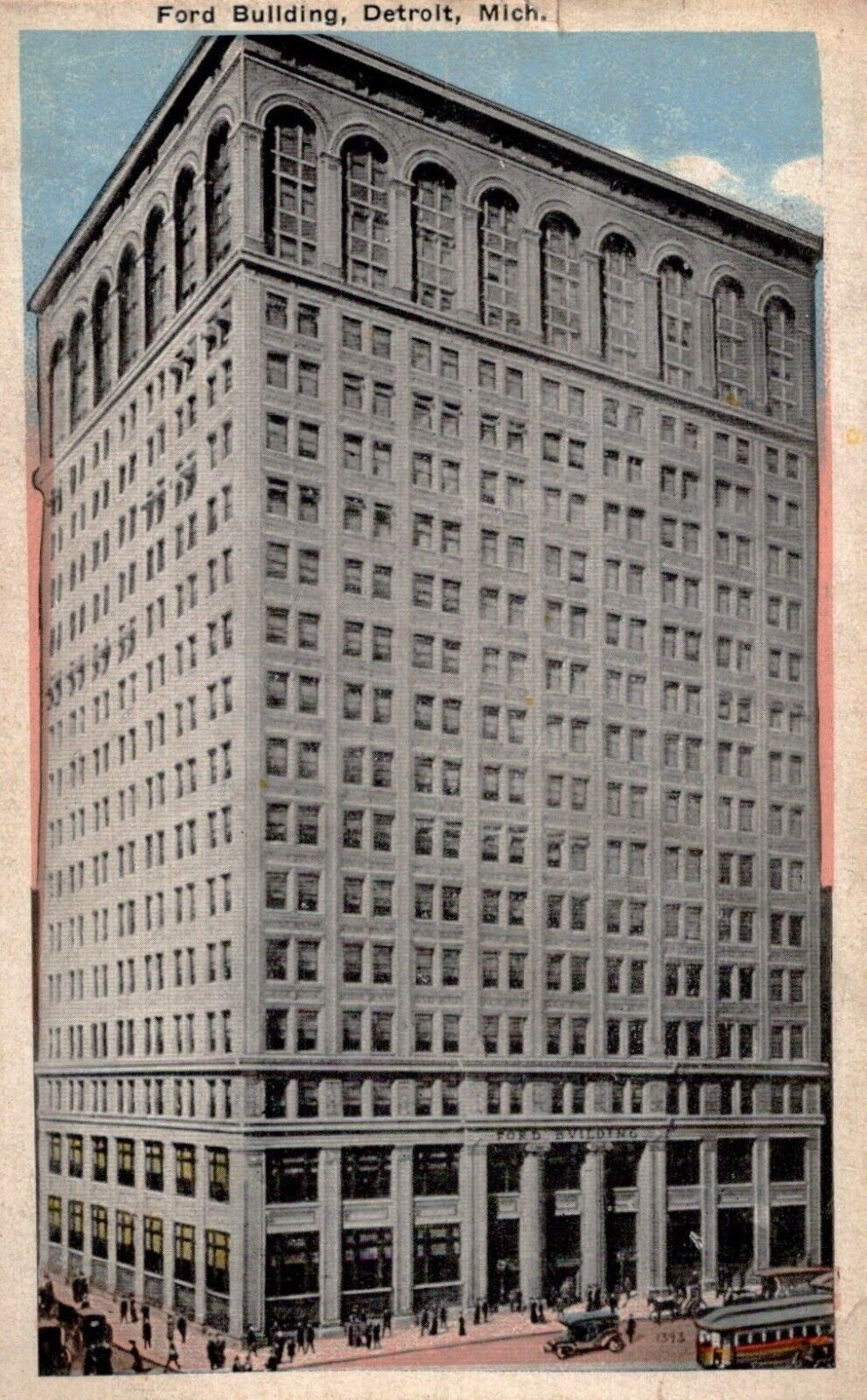 1910 Detroit MI-Michigan, Ford Building, Daniel H Burham / Watermark Postcard