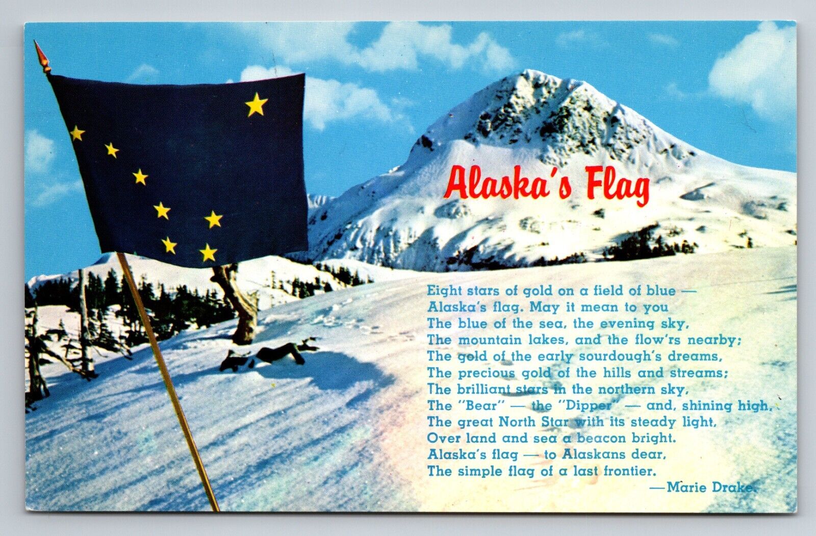 Alaska\'s State Flag The 49th State Vintage Unposted Postcard Alaska
