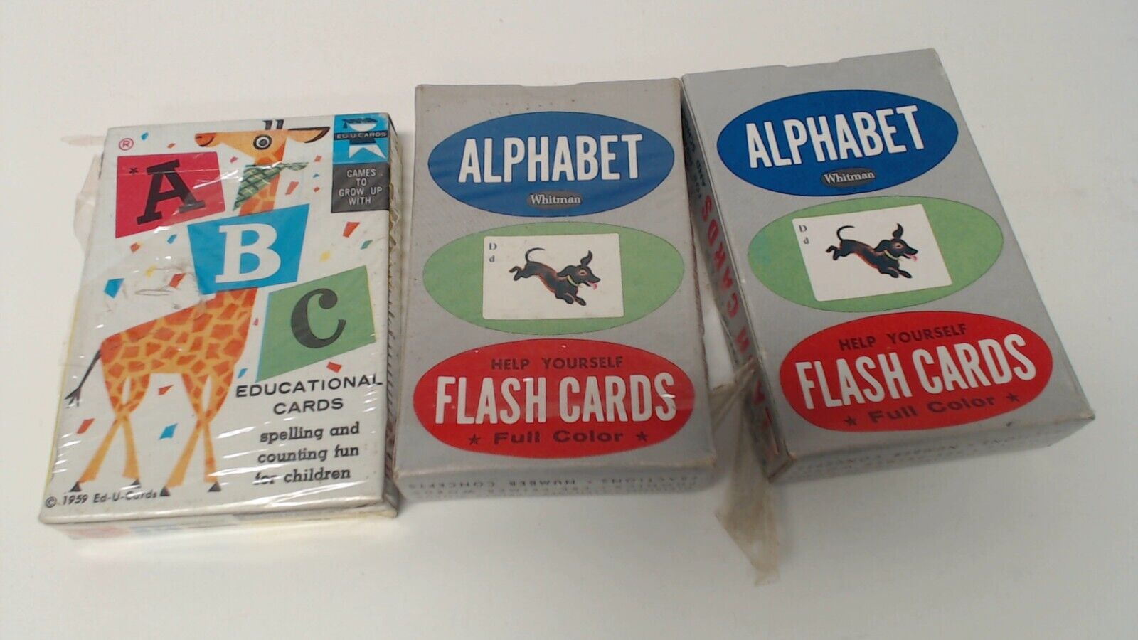 1959 ED-U-Cards Spelling Counting & 2 1962 Whitman Alphabet Flash Cards 1 sealed