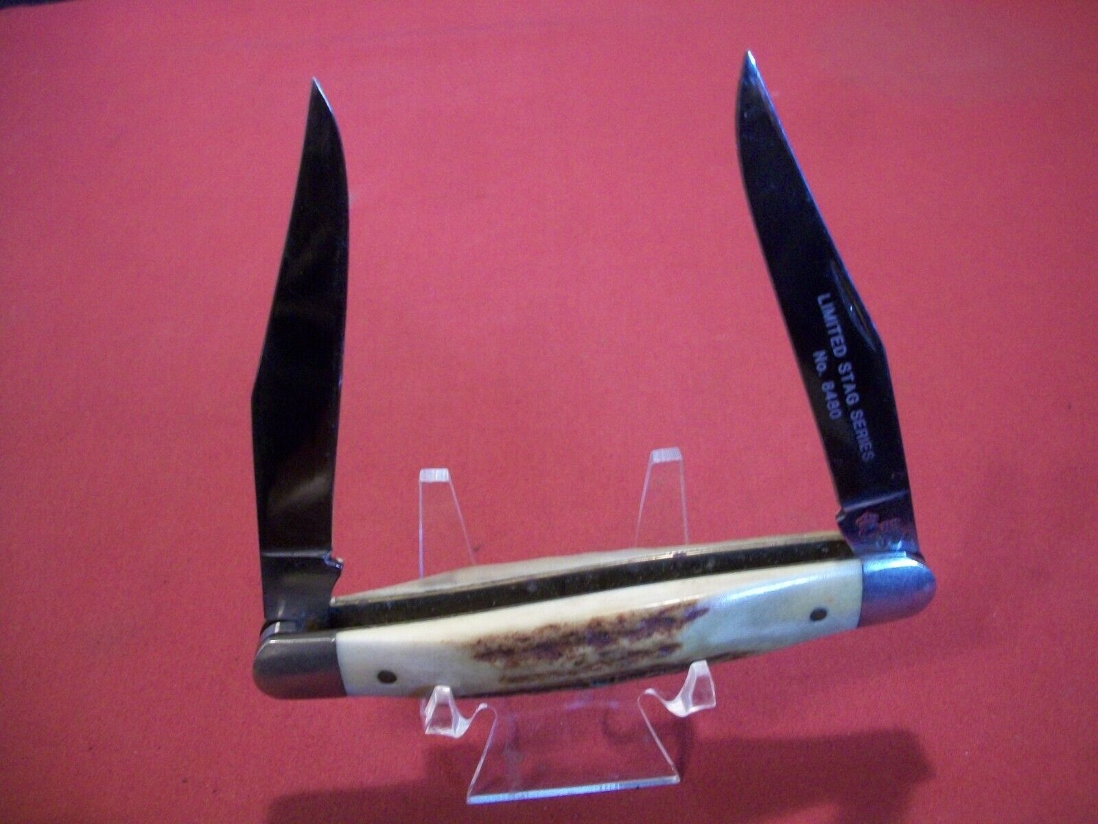 Rare Vintage Queen Stag Pocket Knife #82, Etched \