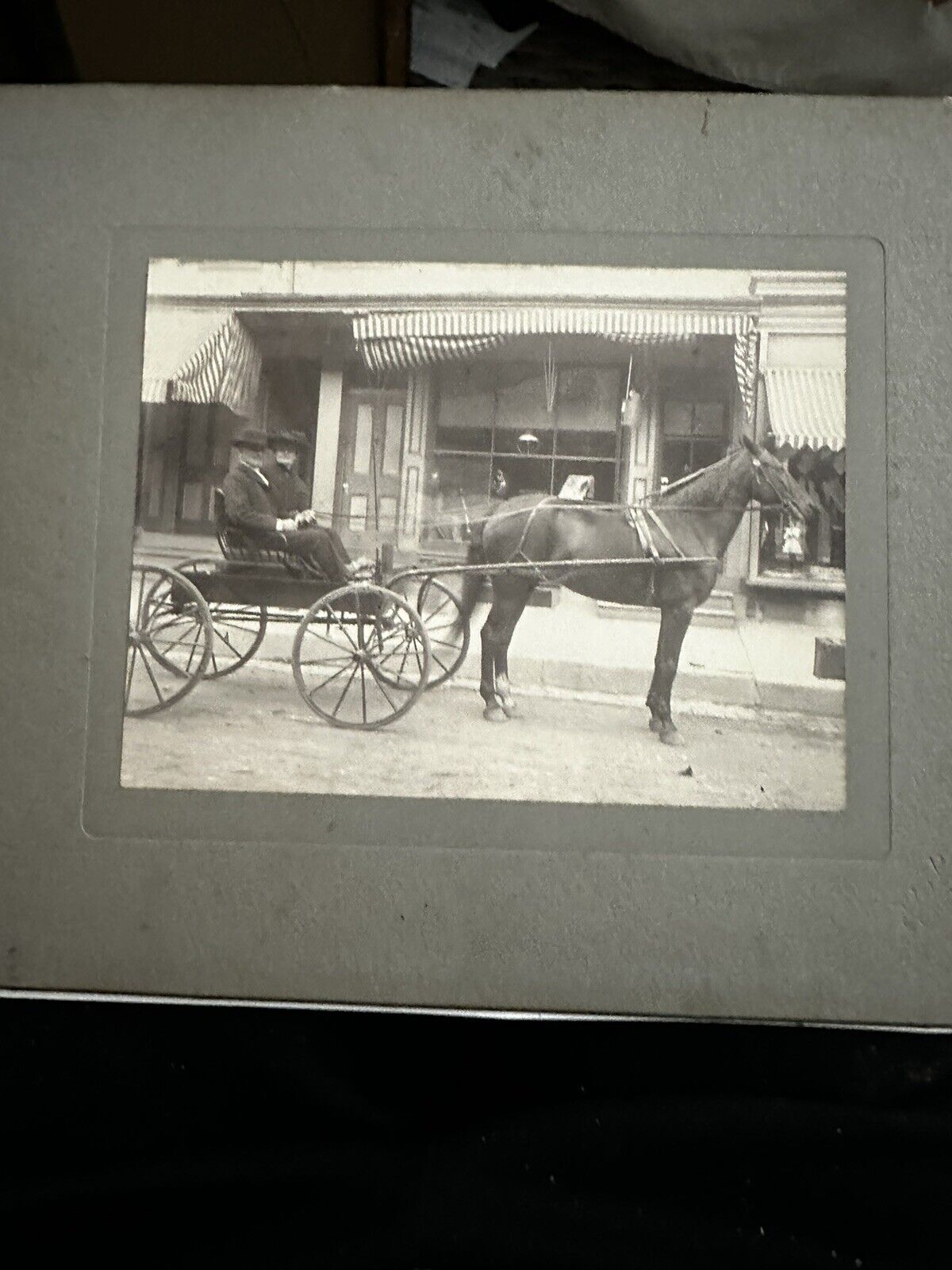 1800’s Photograph On Board Lambertville NJ Husband & Wife Horse & Buggy 11x 14