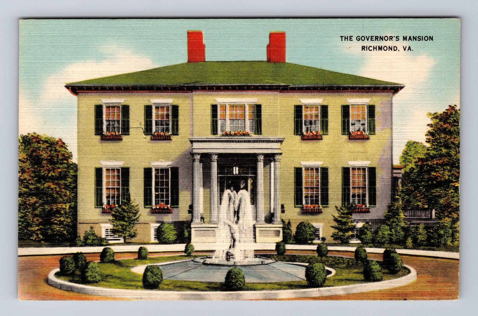 Richmond VA-Virginia, Scenic View Governor\'s Mansion, Antique Vintage Postcard