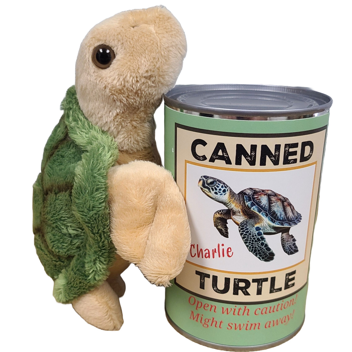 Fun Unique Gifts Canned Turtle- Plush Sea Turtle in a Tin Can w/Jokes