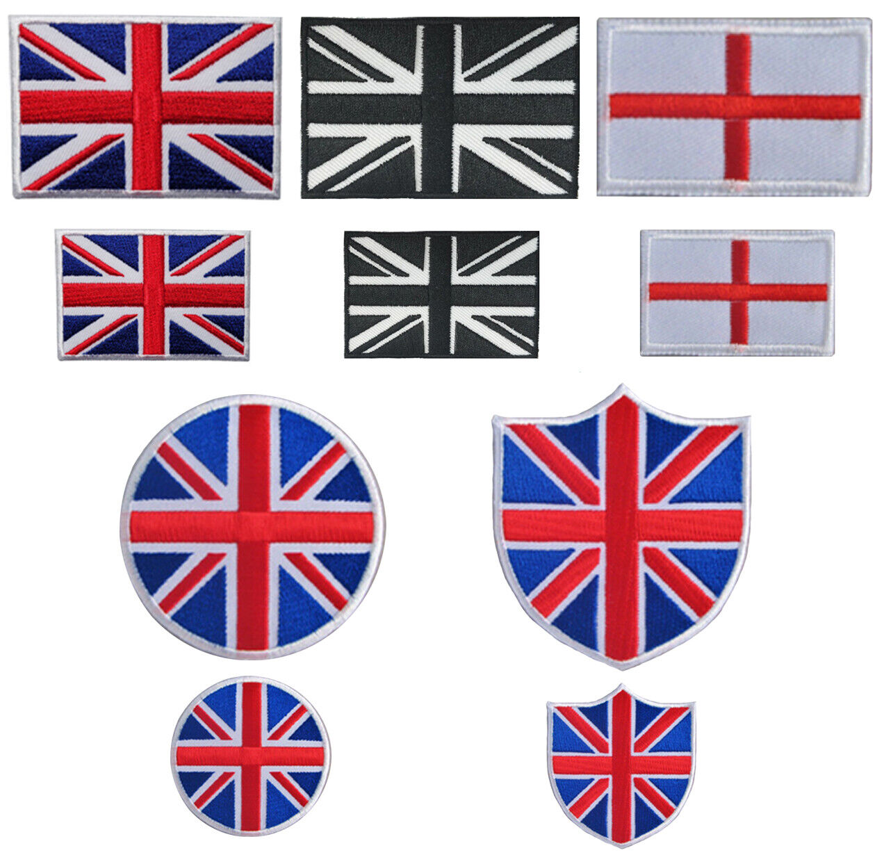 Union Jack and England Flag Iron On / Sew On Embroidered Patch Badge Transfer