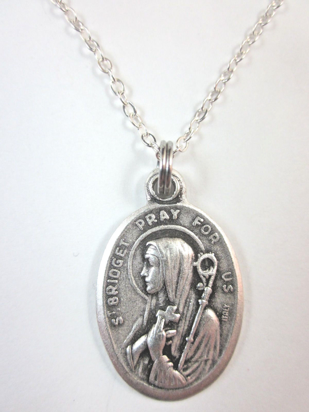 Ladies St Bridget ( Brigid ) Medal Necklace 20\